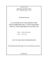 Các giải pháp quản lý hỗ trợ phát triển doanh nghiệp khoa học và công nghệ trong lĩnh vực công nghệ thông tin tại việt nam 