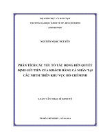 Phan tích các yếu tác động đến quyết định gửi tiền của khách hàng cá nhân tại ngân hàng thương mại trên khu vực TP  HCM 