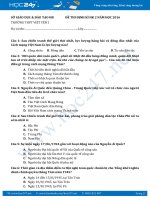 Đề thi học kì 2 môn Lịch sử lớp12 năm 2016  Trường THPT Việt Yên 1