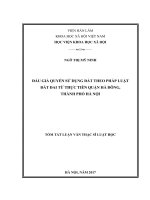 Đấu giá quyền sử dụng đất theo pháp luật đất đai từ thực tiễn quận hà đông, thành phố hà nội 