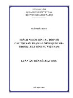 Trách nhiệm hình sự đối với các tội xâm phạm an ninh quốc gia trong luật hình sự việt nam