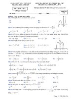 Đề thi học kì 2 môn Toán lớp 12 trường THPT Vinh Lộc, Thừa Thiên Huế năm học 2016  2017 
