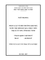 Pháp luật về bồi thường khi nhà nước thu hồi đất qua thực tiễn thị xã từ sơn, tỉnh bắc ninh tt
