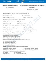 Đề thi thử THPT QG môn Địa lý năm 2017  Trường THPT Chuyên Nguyễn Trãi