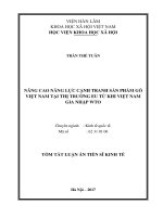 Nâng cao năng lực cạnh tranh sản phẩm gỗ việt nam tại thị trường EU từ khi việt nam gia nhập WTO (tóm tắt)