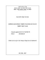 Chính sách phát triển ngành sản xuất thép việt nam (tóm tắt)