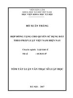 Hợp đồng tặng cho quyền sử dụng đất theo pháp luật việt nam hiện nay (tóm tắt)