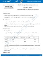 Đề thi học kì 2 môn Địa lý lớp 12 năm 2016  Trường THPT Lương Ngọc Quyến