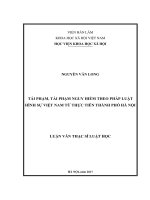 Tái phạm, tái phạm nguy hiểm theo bộ luật hình sự việt nam năm 1999 ( trên cơ sở số liệu xét xử của ngành toà án hà nội)