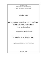 Quyền Tiếp Cận Thông Tin Về Thủ Tục Hành Chánh Từ Thực Tiễn Tỉnh Quảng Bình