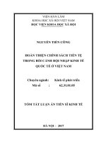 Hoàn thiện chính sách tiền tệ trong bối cảnh hội nhập kinh tế quốc tế ở việt nam (tóm tắt)