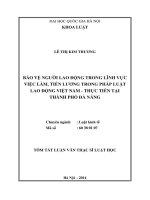 Bảo vệ người lao động trong lĩnh vực việc làm, tiền lương trong pháp luật lao động Việt Nam - thực tiễn tại thành phố Đà Nẵng