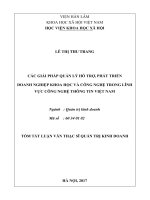 Các giải pháp quản lý hỗ trợ phát triển doanh nghiệp khoa học và công nghệ trong lĩnh vực công nghệ thông tin tại việt nam tt 