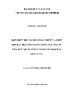 Hoàn thiện thủ tục kiểm toán nhằm phát hiện gian lận trên báo cáo tài chính của công ty niêm yết tại các công ty kiểm toán độc lập nhỏ và vừa 