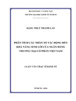 Phân tích các nhân tố tác động đến khả năng sinh lời của ngân hàng TMCP việt nam 
