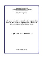 Mối quan hệ giữa định thời điểm thị trường và cấu trúc vốn nghiên cứu điển hình các doanh nghiệp niêm yết tại hose 