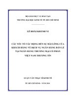 Các yếu tố tác động đến sự hài lòng của khách hàng về dịch vụ ngân hàng bán lẻ tại ngân hàng thương mại cổ phần việt nam thương tín 