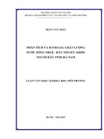 Phân tích và đánh giá chất lượng nước sông nhuệ   đáy tới sức khỏe người dân tỉnh hà nam 