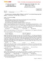 Đề thi học kì 2 môn Vật lý lớp 12 trường THPT Lương Ngọc Quyến, Thái Nguyên năm học 2015  2016 