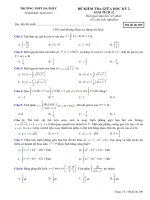 Đề thi giữa học kì 2 môn Toán lớp 12 trường THPT Đa Phúc, Hà Nội năm học 2016  2017 