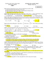 Đề kiểm tra 45 phút học kì 2 môn Vật lý lớp 12 trường THPT Phan Ngọc Hiển, Cà Mau năm học 2014  2015 