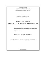 Quản lý nhà nước về nhân lực y tế từ thực tiễn thành phố hà nội 