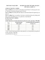 Đề kiểm tra 45 phút học kì 2 môn Địa lý lớp 12 trường THPT Phan Ngọc Hiển, Cà Mau năm học 2014  2015 