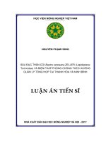 Sâu đục thân cói Bactra venosana Zeller (Lepidoptera Tortricidae) và biện pháp phòng chống theo hướng quản lý tổng hợp tại Thanh Hóa, Ninh Bình Việt Nam (LA tiến sĩ)