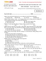 Đề thi học kì 2 môn Sinh học lớp 12 trường THPT Hồng Đức, Quảng Ninh năm học 2015  2016 