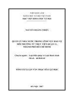 Quản lý nhà nước trong lĩnh vực bảo vệ môi trường từ thực tiễn quận 11, thành phố hồ chí minh (tóm tắt) 