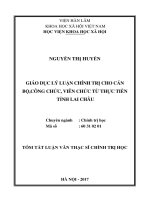 Giáo dục lý luận chính trị cho cán bộ, công chức, viên chức từ thực tiễn tỉnh lai châu (tóm tắt) 