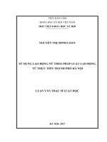 Sử dụng lao động nữ theo pháp luật lao động từ thực tiễn thành phố hà nội 