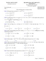 Đề thi giữa học kì 2 môn Toán lớp 12 trường THPT Đa Phúc, Hà Nội năm học 2016  2017 