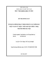 Áp dụng hình phạt theo pháp luật hình sự việt nam từ thực tiễn huyện phúc thọ, thành phố hà nội 