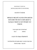 Mối quan hệ giữa hài lòng khách hàng đối với chất lượng dịch vụ tại đại lý dịch vụ xe ô tô khu vực TP  HCM 