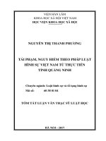 Tái phạm, tái phạm nguy hiểm theo pháp luật hình sự việt nam từ thực tiễn tỉnh quảng ninh (tóm tắt) 