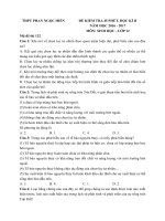 Đề kiểm tra 45 phút học kì 2 môn Sinh học lớp 12 trường THPT Phan Ngọc Hiển, Cà Mau năm học 2016  2017