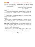 Đề thi học kì 2 môn Sinh học lớp 12 trường THPT Lý Thái Tổ, Bắc Ninh năm học 2015  2016 