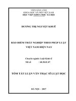 Bảo hiểm thất nghiệp theo pháp luật việt nam hiện nay (tóm tắt)