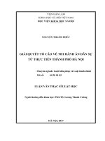 Giải quyết tố cáo về thi hành án dân sự từ thực tiễn thành phố hà nội 
