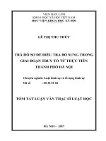 Trả hồ sơ để điều tra bổ sung trong giai đoạn truy tố từ thực tiễn tại thành phố hà nội (tóm tắt)