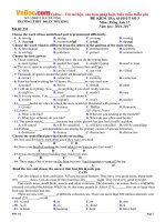 Đề kiểm tra 1 tiết môn Tiếng Anh lớp 12 Số 3 trường THPT Đoàn Thượng, Hải Dương năm học 2016  2017 có đáp án 