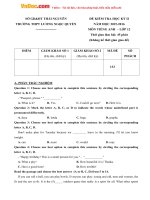 Đề thi học kỳ 2 môn Tiếng Anh lớp 12 trường THPT Lương Ngọc Quyến, Thái Nguyên năm học 2015  2016 