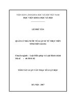 Quản lý nhà nước về luật sư từ thực tiễn tỉnh tiền giang (tóm tắt) 