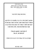 Quyền và nghĩa vụ của tổ chức kinh tế được nhà nước cho thuê đất theo luật đất đai 2013 từ thực tiễn huyện chương mỹ, thành phố hà nội (tóm tắt) 