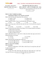 Đề thi học kì 2 môn Lịch sử lớp 12 trường THPT Yên Lạc 2, Vĩnh Phúc năm học 2015  2016 
