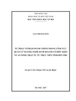 Xử phạt vi phạm hành chính trong lĩnh vực quản lý ngành, nghề kinh doanh có điều kiện về ANTT từ thực tiễn tỉnh bến tre 