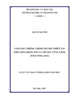 Giáo dục phòng chống rủi ro thiên tai cho cộng đồng dân cư huyện vũng liêm, tỉnh vĩnh long 