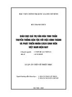 Giáo dục giá trị văn hoá tinh thần truyền thống dân tộc với việc hình thành và phát triển nhân cách sinh viên Việt Nam hiện nay