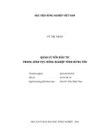 quản lý vốn đầu tư trong lĩnh vực nông nghiệp tỉnh hưng yên 